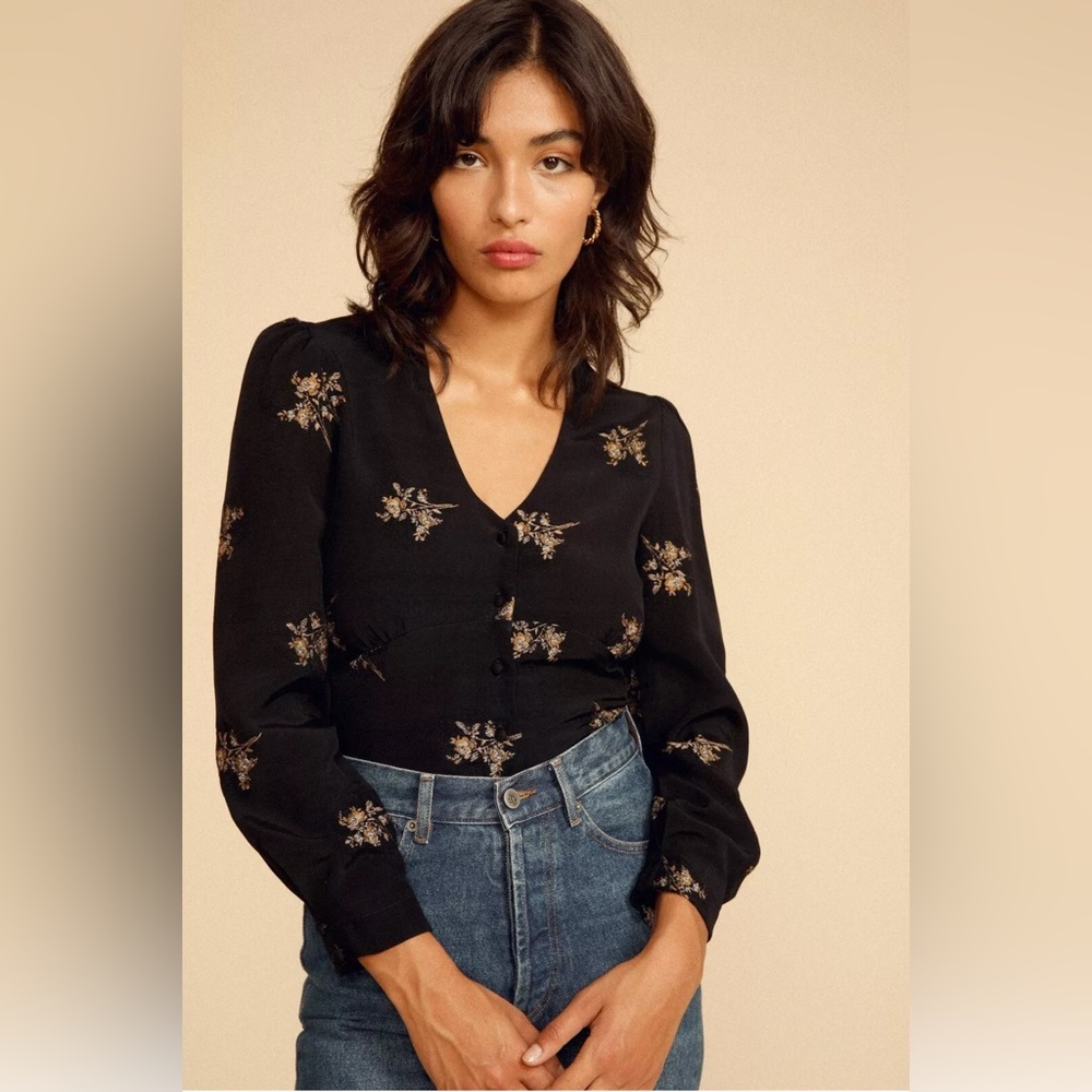 Rouje Clem Crochet Collar Black Floral
Jacquard Blouse Size S / US 4 / FR 36